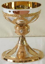 Solid silver antique French Romanesque St Remy Chalice.